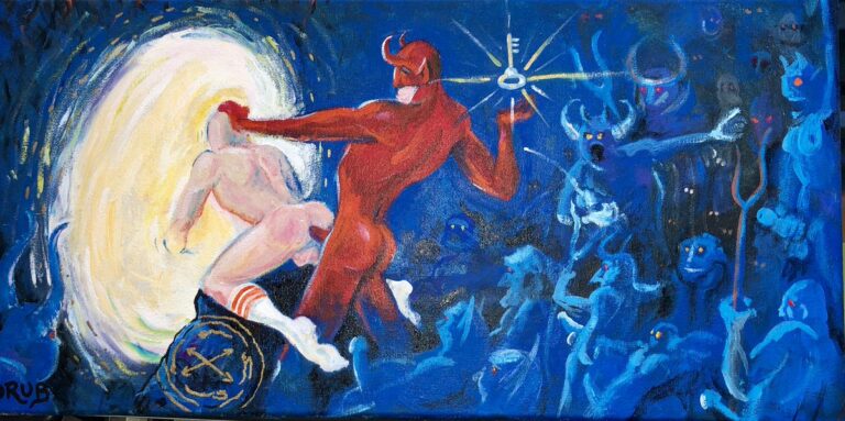 Redemption - 20" x 10" acrylic painting - Drub's Erotic Art Portfolio