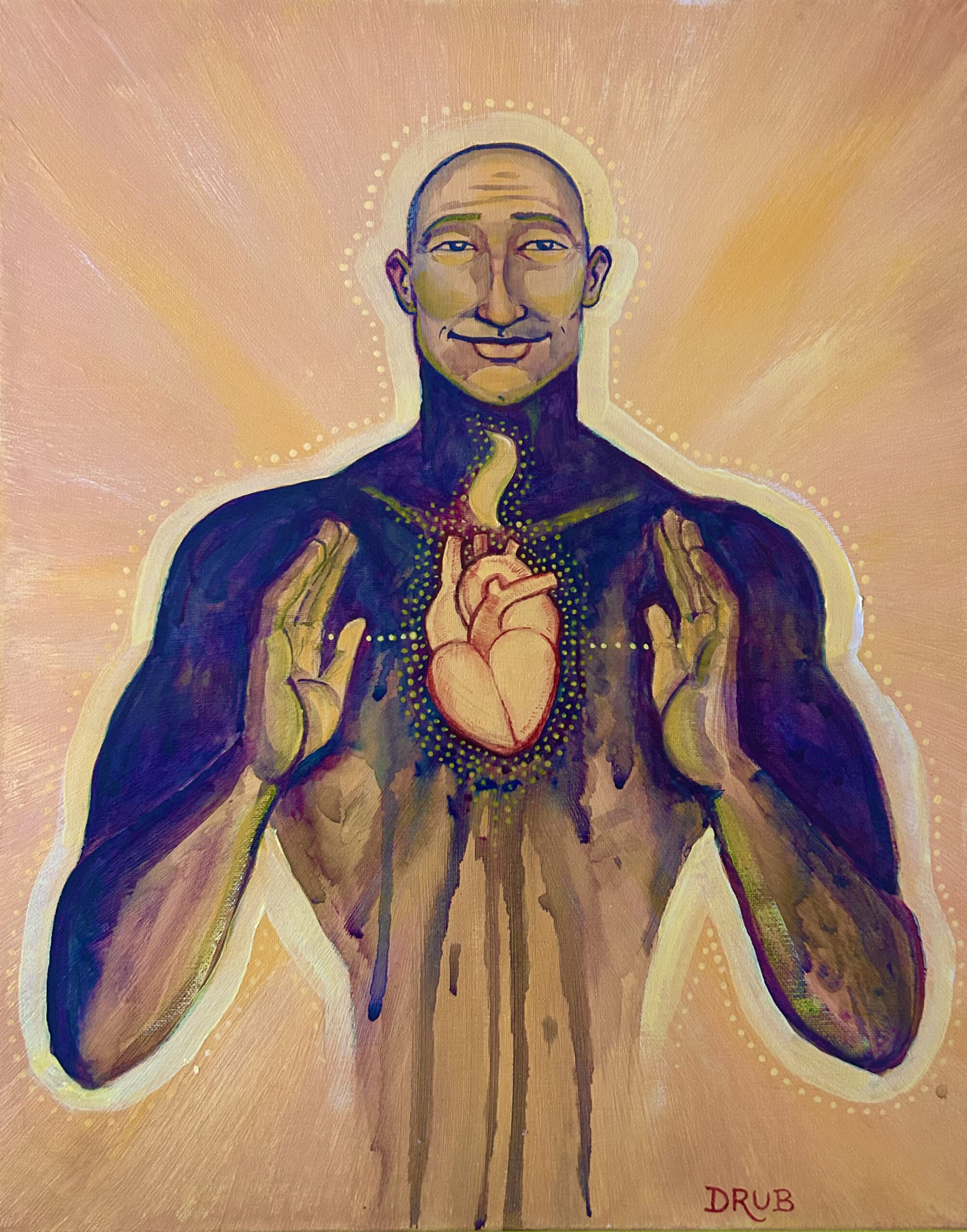 Sacred Heart - 16" x 20 acrylic painting - Drub's Erotic Art Portfolio